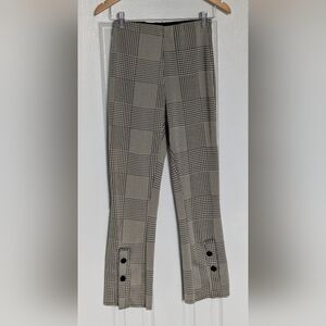 Zara Women's (Small) Black & Tan Checkered/Houndstooth Elastic Waist Dress Pants